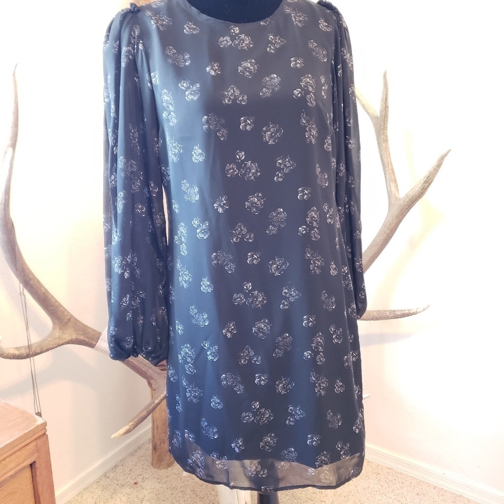 Victoria's Secret Black Floral Belle Sleeve Dress Size 4